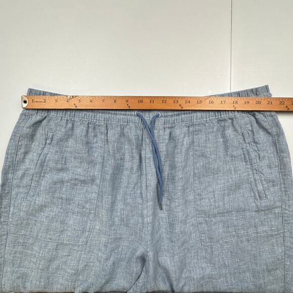 Athleta Pants Womens 22 Blue Retreat Linen Wide Leg Ankle Lagenlook Beach Resort - Picture 9 of 13